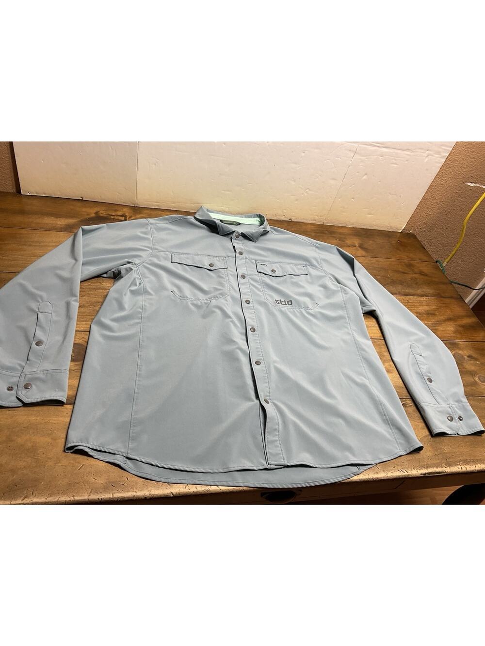 Stio Mens Blue Snap Button Shirt Size 2XL Performance Outdoors Hiking